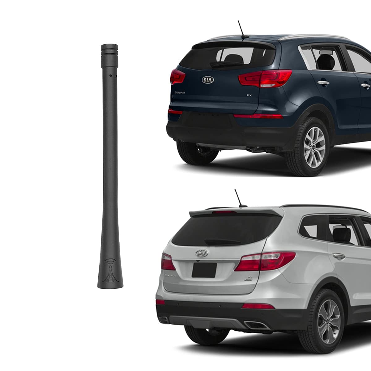 PYGHAP Stylish Short Antenna Compatible with Hyundai & Kia, 6" Short Radio AM FM Antenna, Car Wash Proof, Flexible Rubber Antenna Rod