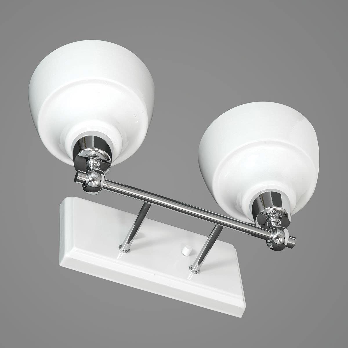 Progress Lighting Bramlett Collection 2-Light White Metal Shade Coastal Bath Vanity Light Polished Chrome