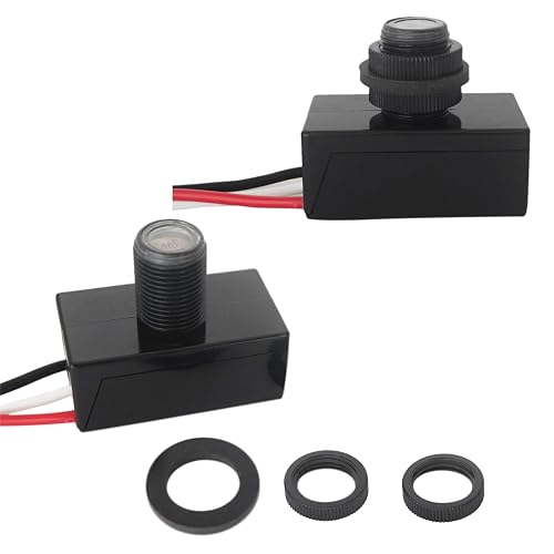 Heluok 2 Pcs Auto On/Off Light Switch DC 12V, Dusk to Dawn Photoelectric Switch, Photocell Sensor Light Control 5A for Post Lamp, Most Lighting