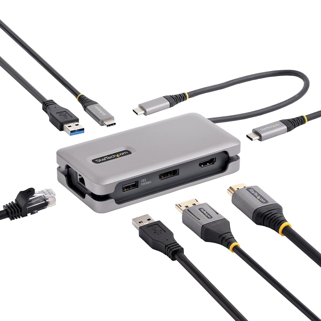 StarTech.com USB-C Docking Station for MacBook Pro M1 M2 M3 M4 and Windows, 4K 60Hz HDMI or DP Video, USB 10Gbps Hub, 100W Laptop Charging, GbE
