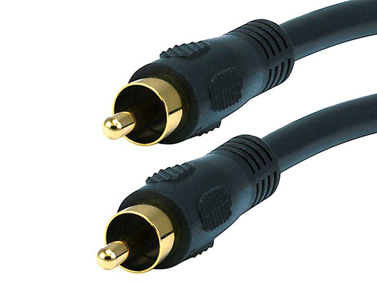 Monoprice Audio/Video Coaxial Cable - 25 Feet - Black | RCA Male/Male RG-59U 75ohm (for S/PDIF Digital Coax Subwoofer & Composite Video)
