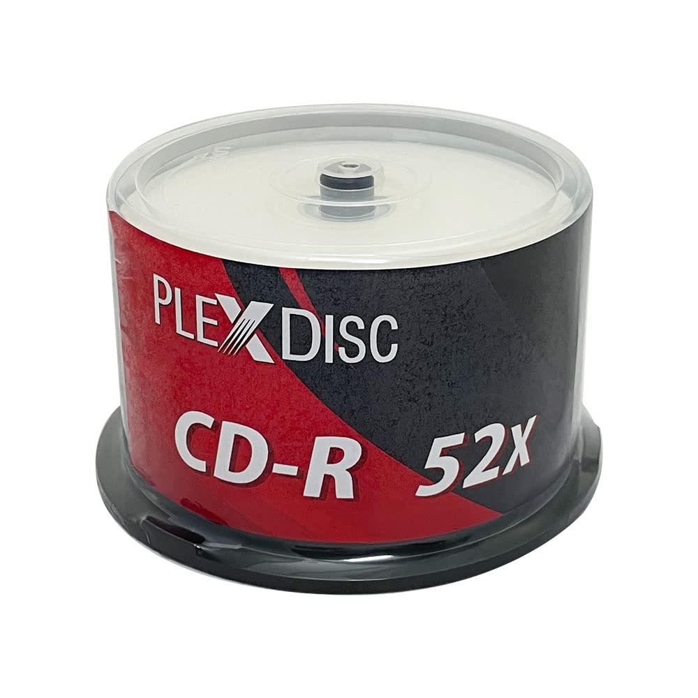 PlexDisc TY Series Blue CD-R 52X 700MB White Inkjet Hub Printable Recordable Media - 50pk Cake Box 66N-214-Y-BX, 50 Discs