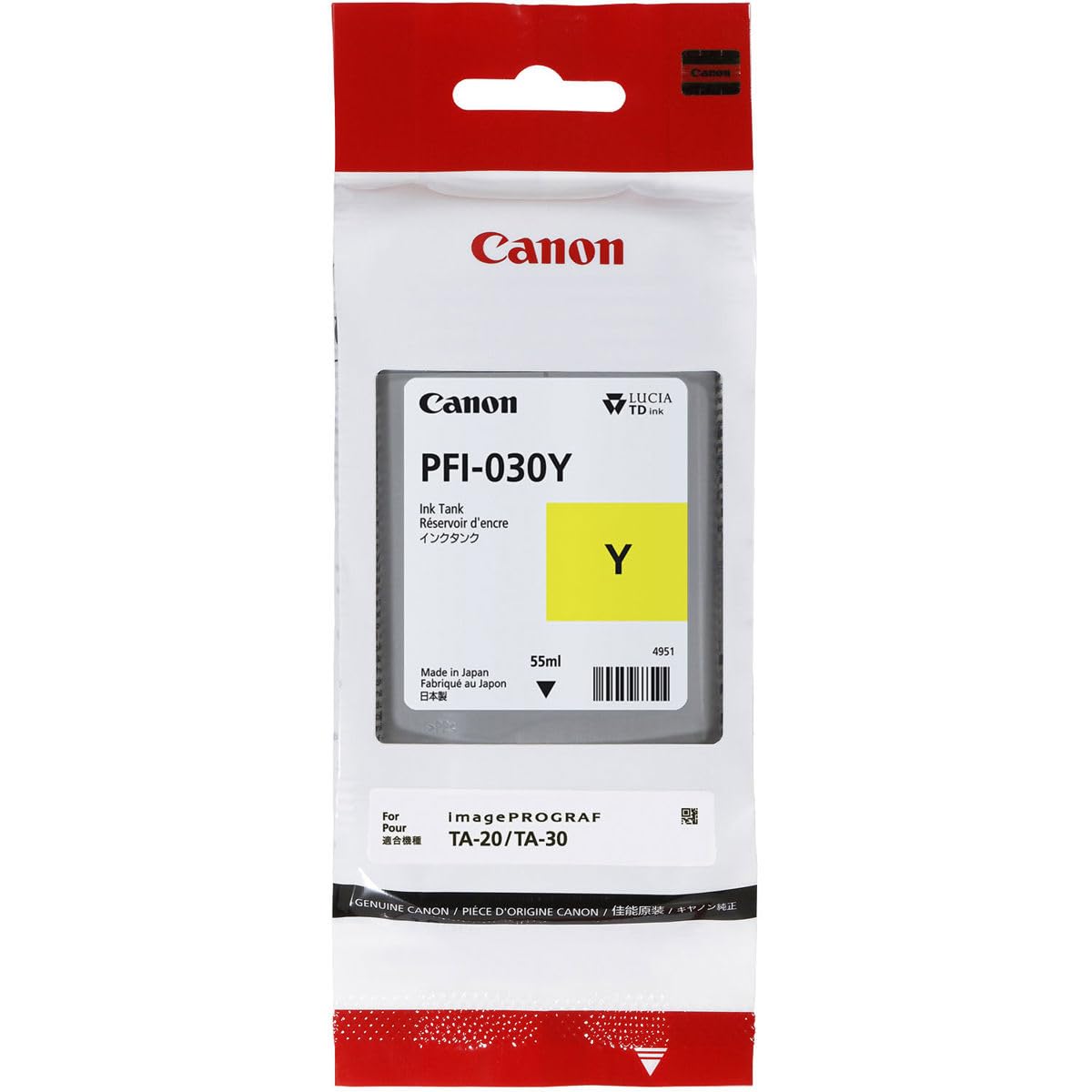 Yellow Ink 55ml (PFI-030Y) for Canon imagePROGRAF TA-20 and TA-30