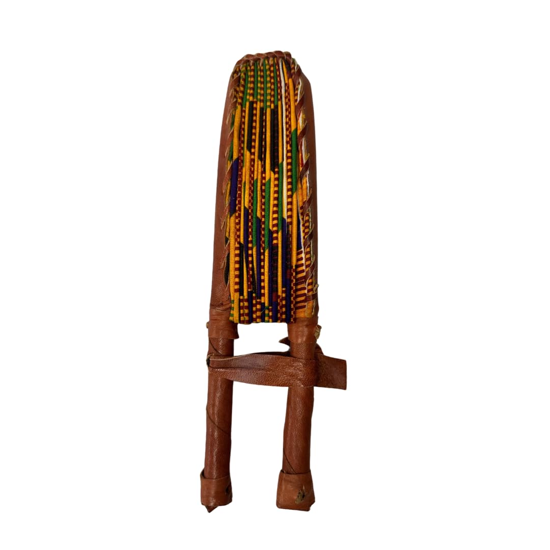 GhanaStuff Handmade African Ankara Fabric Handheld Portable Fan, Genuine Leather Handle, Made in Ghana (fifi)