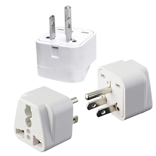 UK to US Travel Adapter, India to US Plug Adapter, Type B Adapters for USA, 3-Pack, Plug Converter, USA Travel Adapter, Universal to American Outlet…