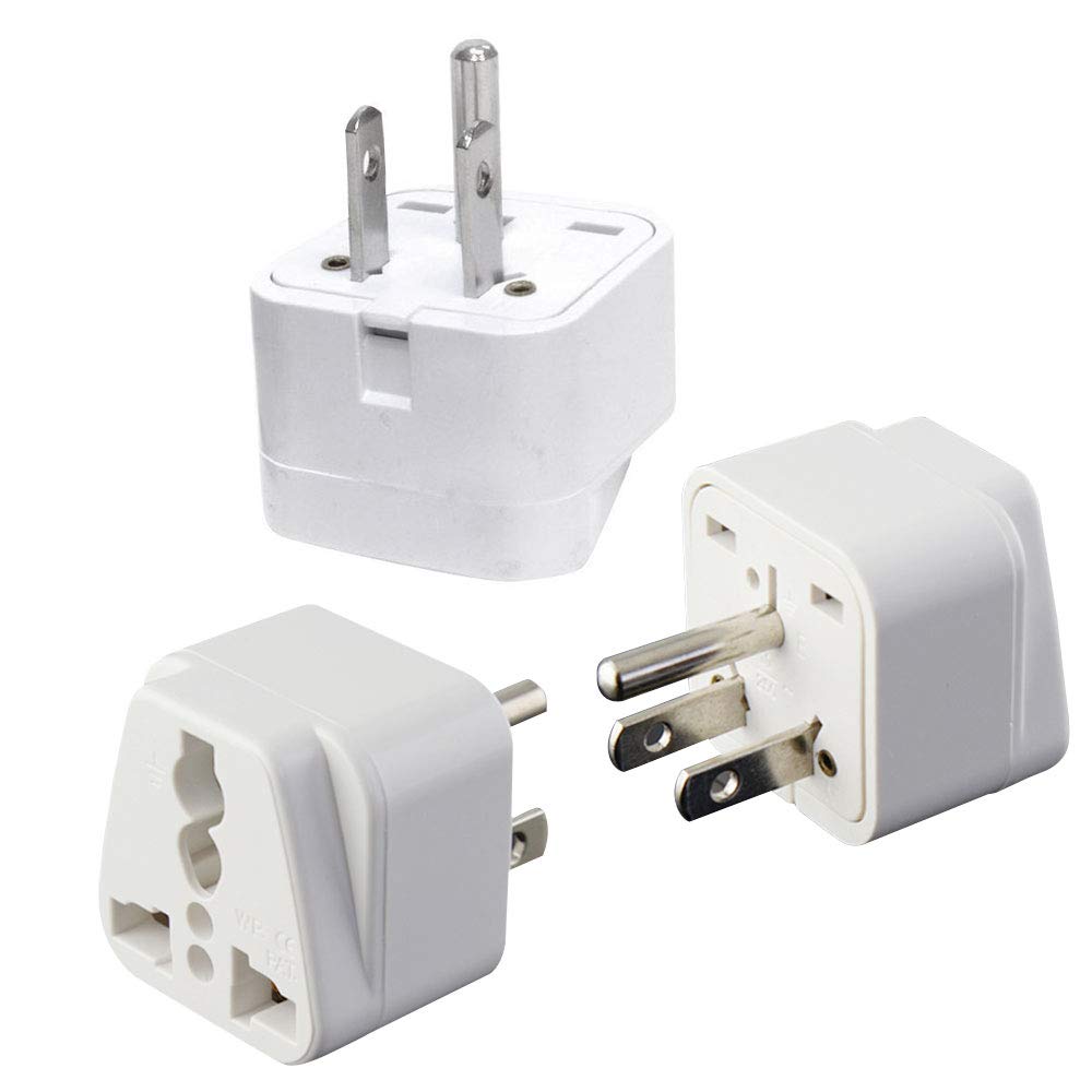 UK to US Travel Adapter, India to US Plug Adapter, Type B Adapters for USA, 3-Pack, Plug Converter, USA Travel Adapter, Universal to American Outlet…