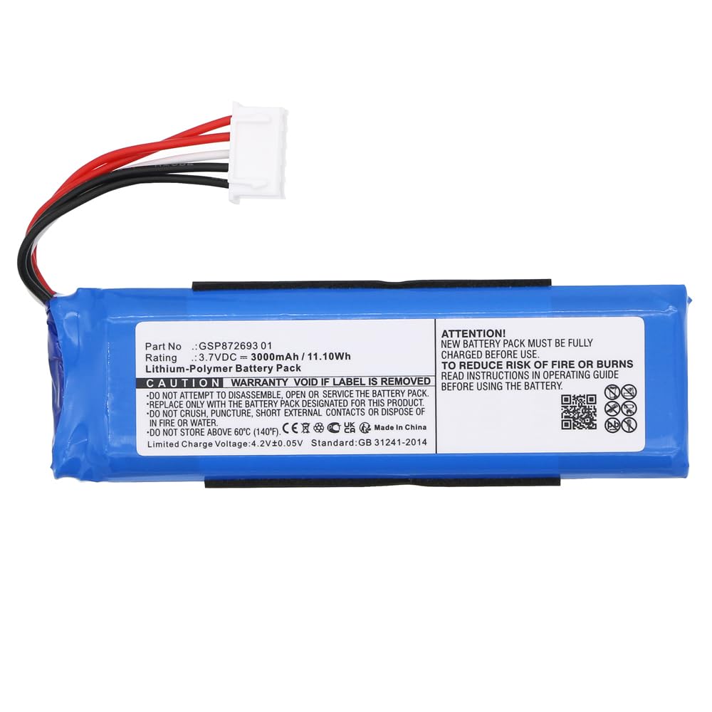 MPF Products 3000mAh GSP872693 01 Battery Replacement Compatible with JBL Flip 4 and Flip 4 Special Edition Waterproof Portable Bluetooth Stereo