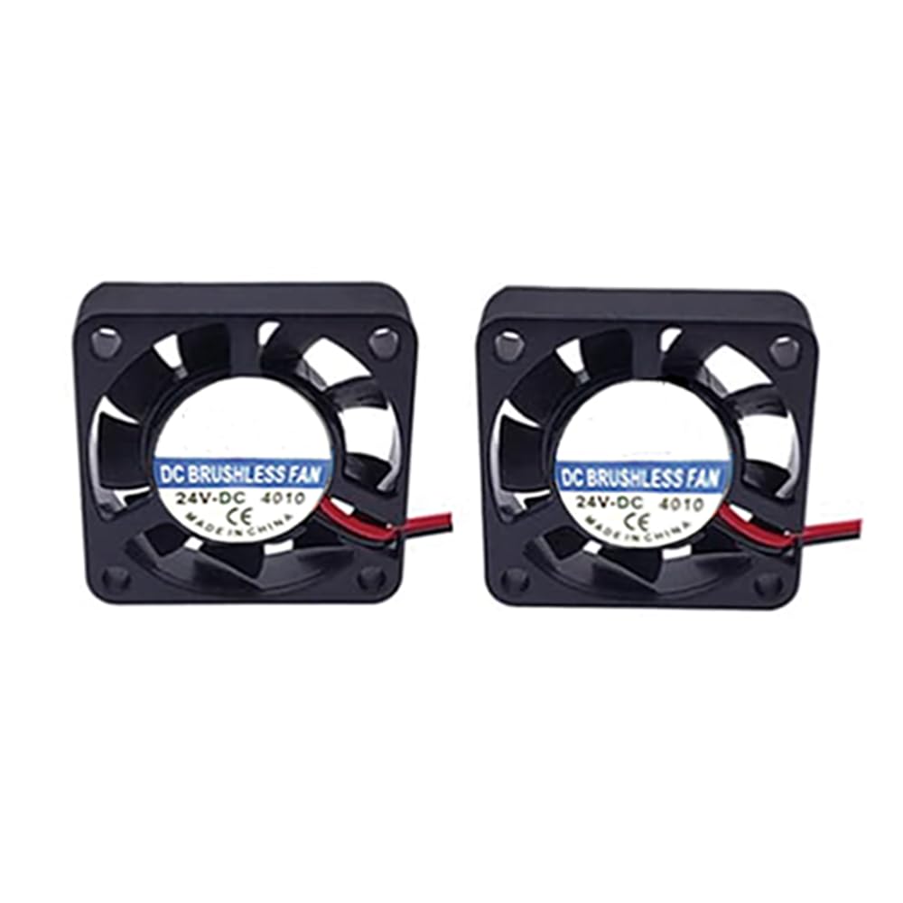 2 Pack 40x40x10MM 24V 2Pin DC Cooler Small Cooling Brushless Fan for 3D Pinter Part and Computer Case...(24V, 4010)