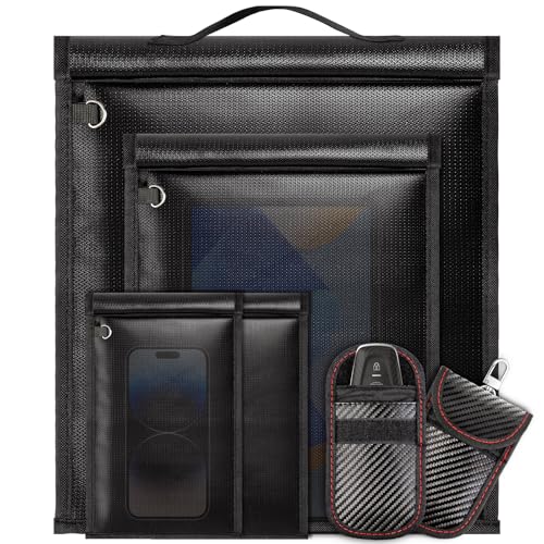 6pack Faraday Bags, Large Faraday Cage, Anti-Tracking Faraday EMP Bag for Laptops & Tablets & Phones & Car Keys, Fireproof & Waterproof RFID Signal