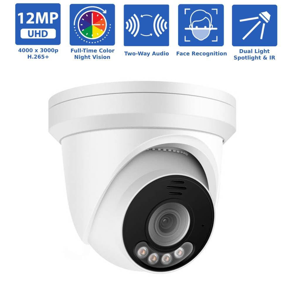 GW Security 32 Channel NVR UltraHD 12MP 4K @30FPS Face/Human/Vehicle Detection PoE Security Camera System with 16 x 12MP (4512x2512) IP Microphone