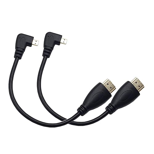Seadream Angled Micro HDMI to HDMI Cable 2pcs 8 inch 90 Degree Right Angle Micro HDMI Male to HDMI Male Cable Connector (2pcs Right Angled)