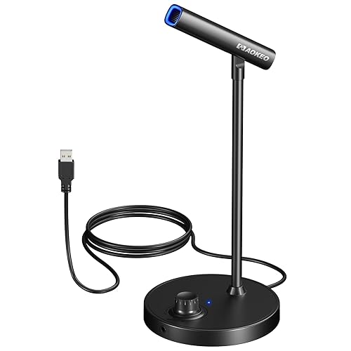 Aokeo USB Microphone, Gaming Microphone for PC with Volume Control Buttons for Recording,Podcasting,Streaming,YouTube,PS5 PS4 Mac Laptop