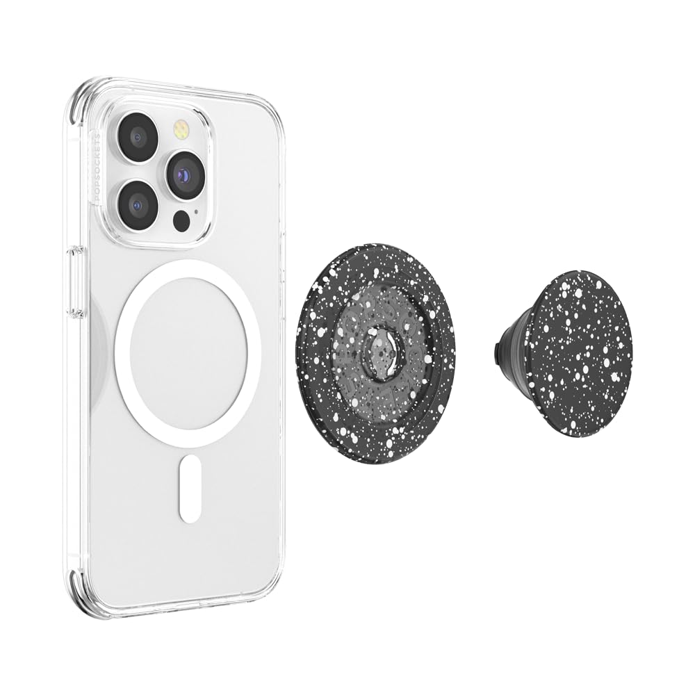 PopSockets Phone Grip for MagSafe, Magnetic Holder, Phone Stand, Black - Black Speckle