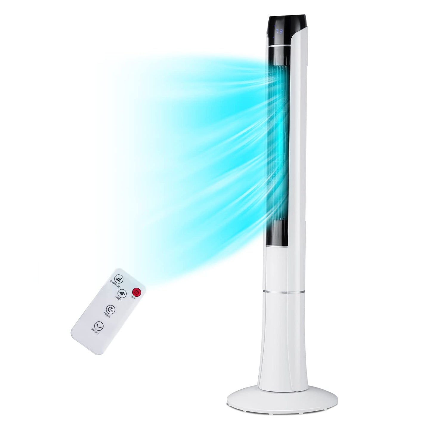 Tangkula 48-Inch Tower Fan with Remote Control, Quiet Bladeless Tower Fan w/ 3 Speeds, 3 Modes, 1-15H Timer & LED Display, 80° Oscillating Floor