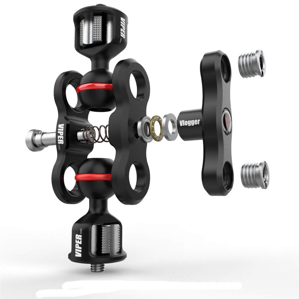 Mivitar VVM302 Articulating Magic Arm Mount Double Ballheads 1/4" Screw Camera Holder for Camera LCD Field Monitor,LED Light,Audio Recorders,Camera