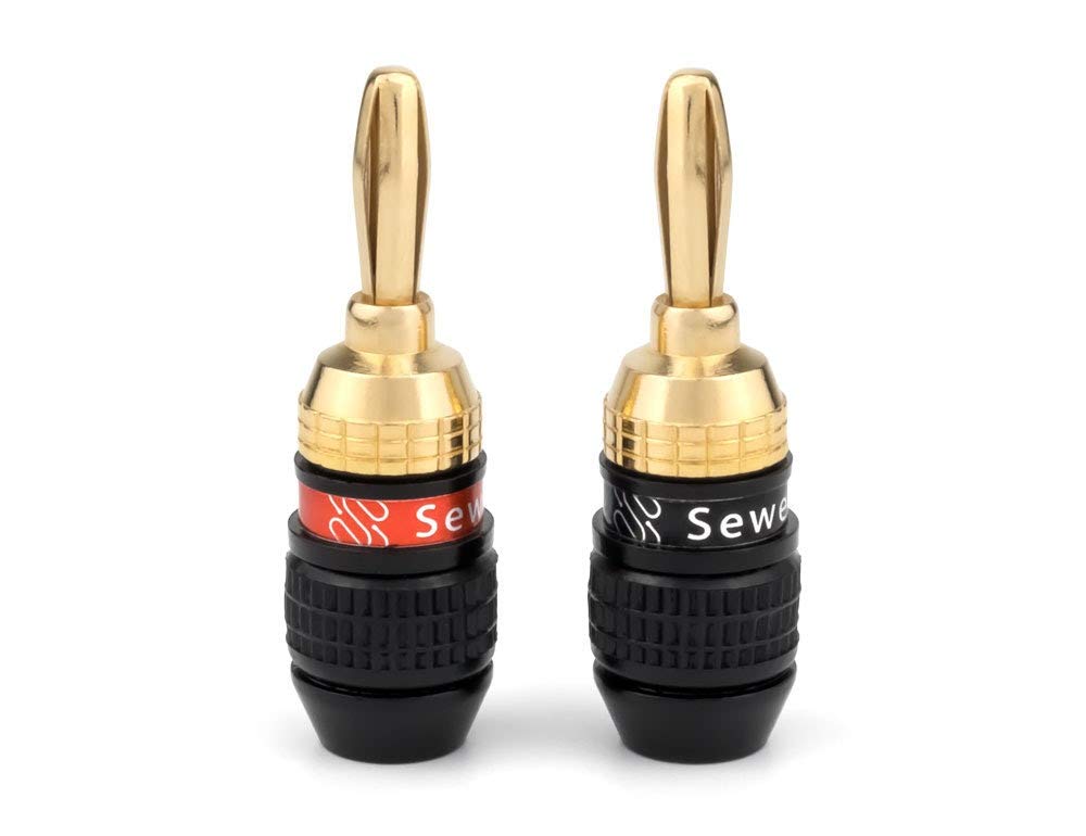 Deadbolt Banana Plugs 5-Pairs by Sewell, Gold Plated Speaker Plugs, Quick Connect
