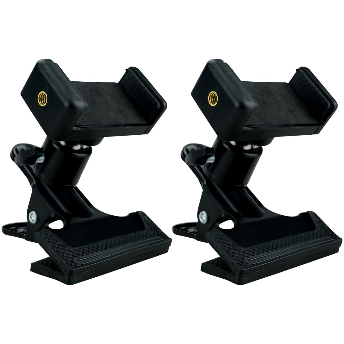 Mobile Phone Mount Holder 360 Degree Rotation Head Phone Clamp for Guitar 1/4-inch Mount 2 Pieces Black