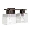 Capital Lighting 139124OR-498 Graham Unique Rectangular Clear Seeded Glass Bath Vanity Wall Mount, 2-Light 200 Total Watts, 8" H x 16" W, Oil Rubbed