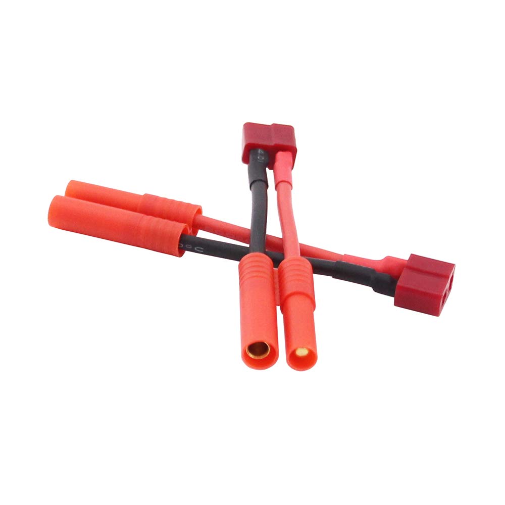 BDHI 3pcs T Plug Female to HXT 4.0mm Male Bullet Connector Adapter Cable - 14awg 5cm Wire(B143-3)