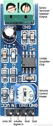Ardest 200 Times Gain LM386 Audio Amplifier Amplitude Module Board with Adjustable Resistance Control Potentiometer for Arduino Raspberry Pi or