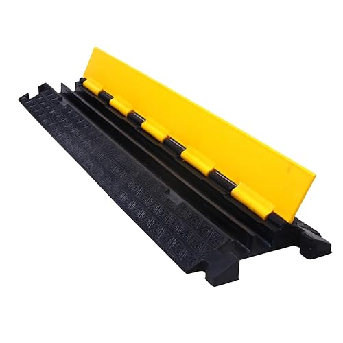 Kable Kontrol Atlas Cable Protector Wire Ramp - 2 Channel - 1 Pc - 39" Long Black & Yellow - 20,000 Lbs Load Capacity - Rubber Speed Bump Wire