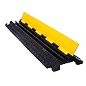 Kable Kontrol Atlas Cable Protector Wire Ramp - 2 Channel - 1 Pc - 39" Long Black & Yellow - 20,000 Lbs Load Capacity - Rubber Speed Bump Wire