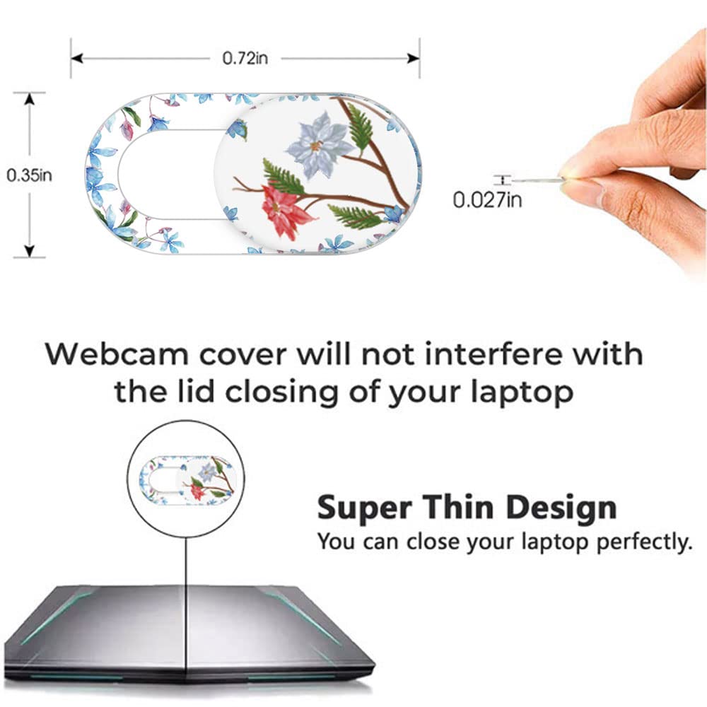 Laptop Camera Cover Slide Cute Flower 8 Pack, Webcam Cover Phone Camera Cover, FadyRaye Ultra-Thin Computer Camera Slide Fits Cellphone, Laptop