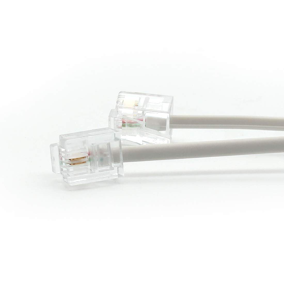 33 Feet Long Telephone Line Cord Phone Extension Modular Telephone Extension Cord 6P4C Pin Plug Male to Male Plug Telephone Extension 2 Conductor (2
