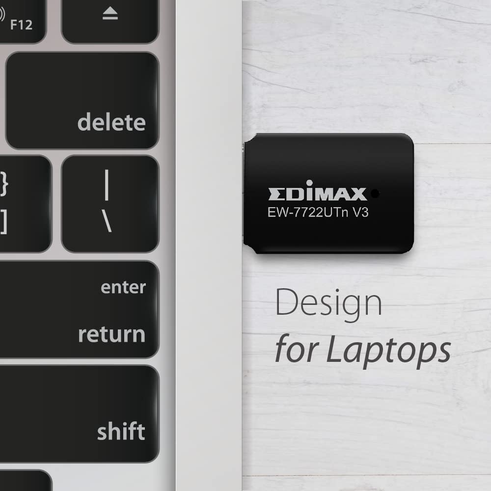 Edimax Wi-Fi 4 802.11n Mini USB Adapter Wireless N300 Dongle, 300Mbps throughput, Auto-Power Adjustment for Energy Saving, Win11 Plug-n-Play, Mac OS