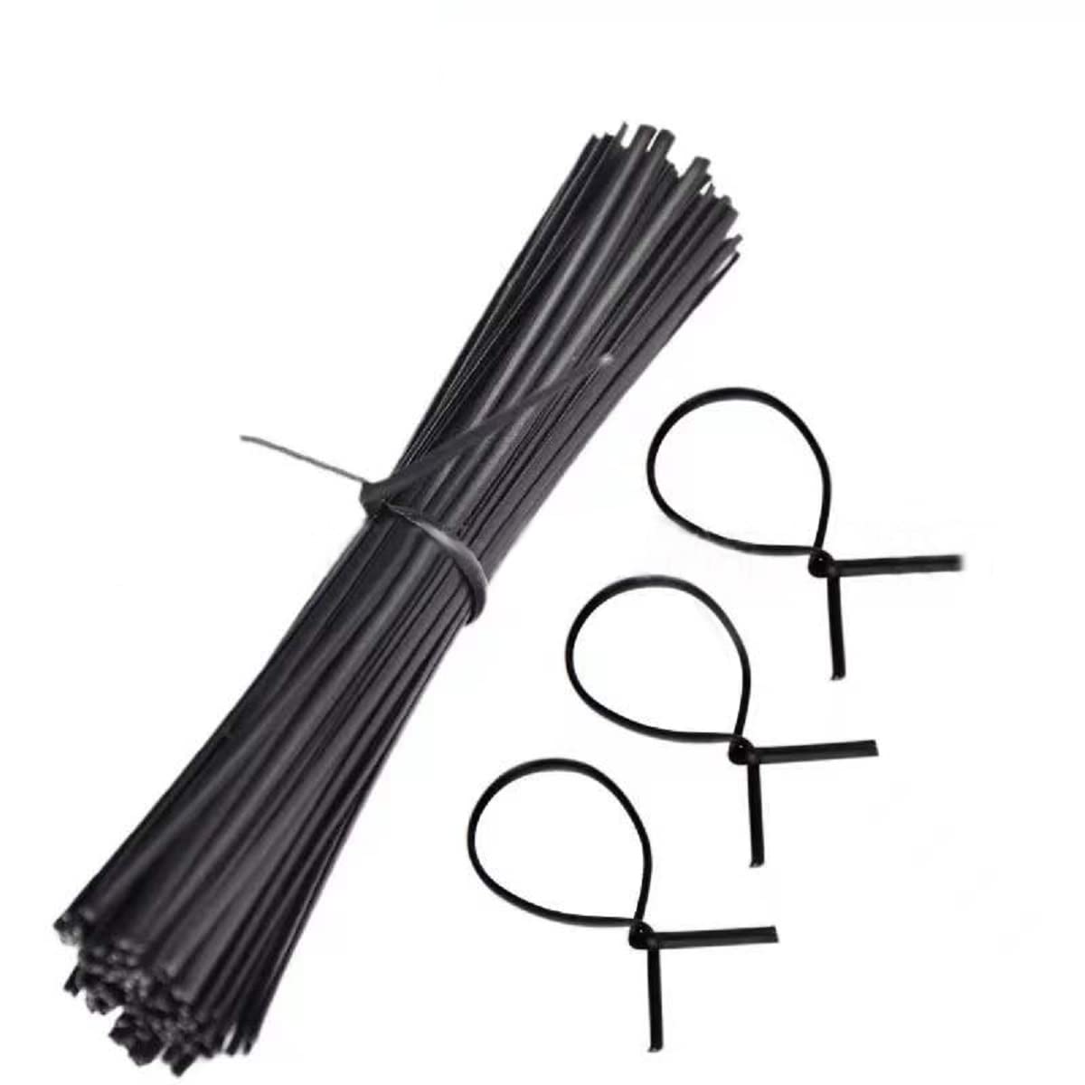 300Pcs Plastic Electrical Cable Twist Ties for Cords 6 Inch Fastening Twist Cable Cord Wire Ties Metal Inner Cores Reusable (Black) (MYY001)