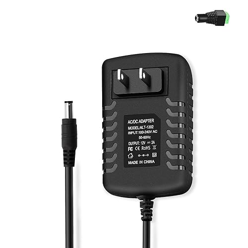 12V 2A DC Power Supply Adapter, AC 100-240V 50-60Hz to 12 Volts 2 Amps, Power Cord with 5.5mm x 2.5mm Barrel Jack, Tip Center Positive
