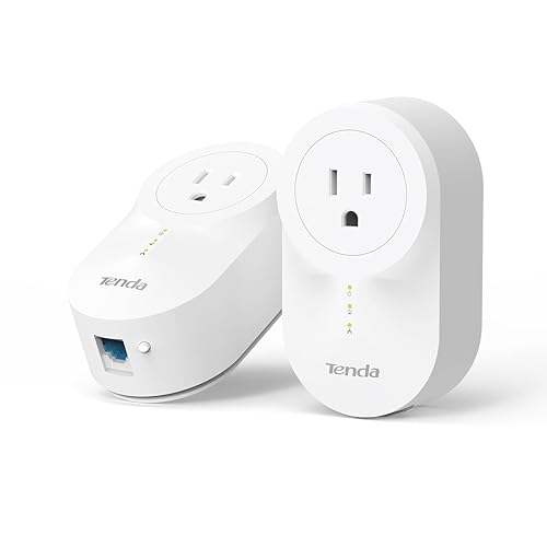 Tenda AV1000 Powerline Etherne Adapter Kit with Gigabit Ports, Ethernet Over Power, Plug&Play, Power Saving, Power Outlet Passthrough, Ideal