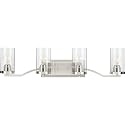 Progress Lighting Lassiter Collection 4-Light Clear Glass Modern Bath Vanity Light Brushed Nickel, 8.00x34.00x34.00
