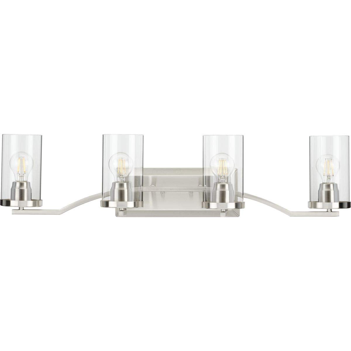 Progress Lighting Lassiter Collection 4-Light Clear Glass Modern Bath Vanity Light Brushed Nickel, 8.00x34.00x34.00
