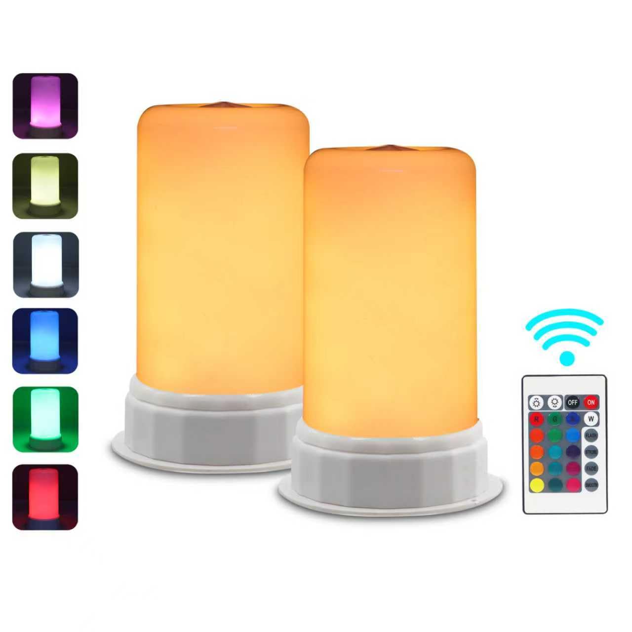 Vnicstick 2PCS LED Flame Effect Light,4 Modes Fire Lights, Candle Flame Table Lamp with Remote Contro,LED Flame Lights for Garden Bar Camping Party