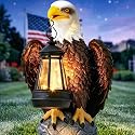 YDKOJGW American Bald Eagle Garden Statue with Solar Light,Outdoor Decor Sculpture,Perfect for Patio,Yard,Porch,Balcony,Distinctive Bald Eagle Home