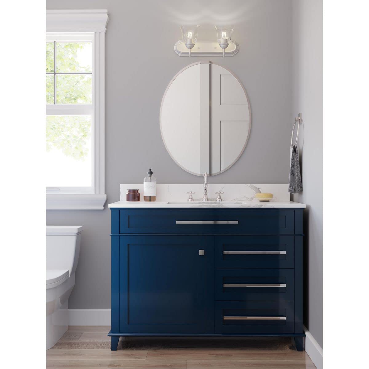 Progress Lighting Clear Glass 18 in. 2-Light Brushed Nickel Transitional Vanity Light with Clear Glass for Bathroom