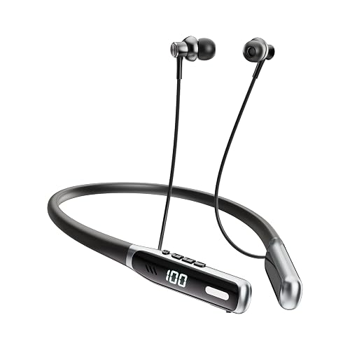 NEOQOQO Wireless Neckband Earbuds, Bluetooth 5.4 Neckband Earbuds with Built-in Microphone, Lightweight, ENC Multi-Connect Neckband Sports Earphones