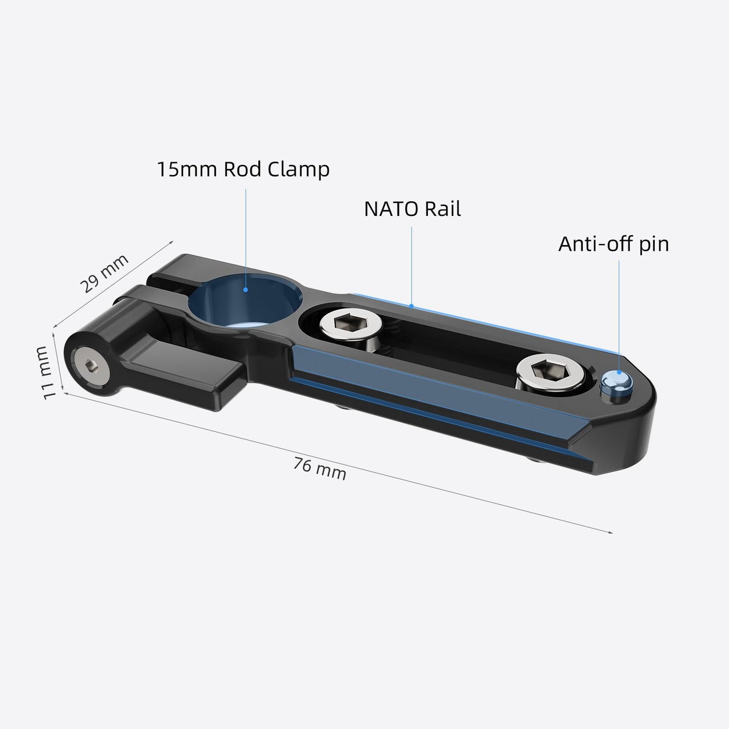 Nitze NATO Rail with 15mm Rod Clamp (3"/76 mm) - N49-NC3