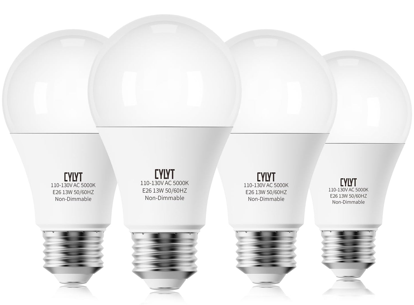 CYLYT 100W Equivalent Bright LED Light Bulbs, Daylight White 5000K A19 Lightbulbs, Focos LED para Casa, for Kitchen Bedroom Indoor, 1500 Lumens, E26