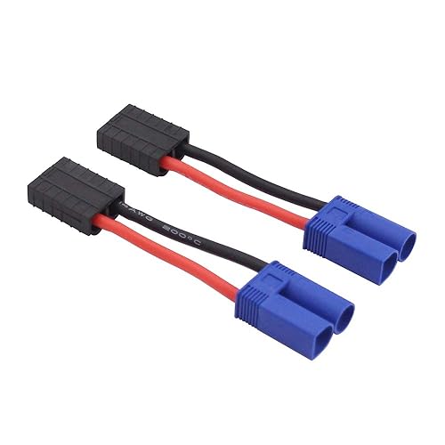 OliRC 2pcs compatible with Traxas Female to EC5 Male Connector Adapter with 14awg 5cm Cable(C112-2)