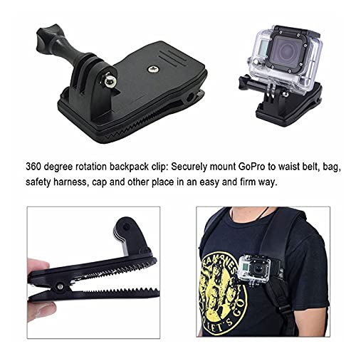 Acxico 2Pcs 360 Rotary Backpack Hat Mounts Clip Fast Clamp Mount for GoPro Hero 2 3 3+ 4