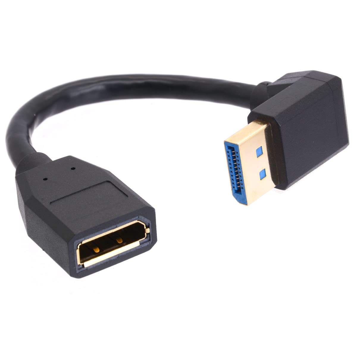 GLHONG 8K DisplayPort 1.4 Extension Cable, 90 Degree Angle DP Male to DP Female Extender Adapter Connector Cord, Support 8K@60Hz 4K@144Hz 1080p@240HZ