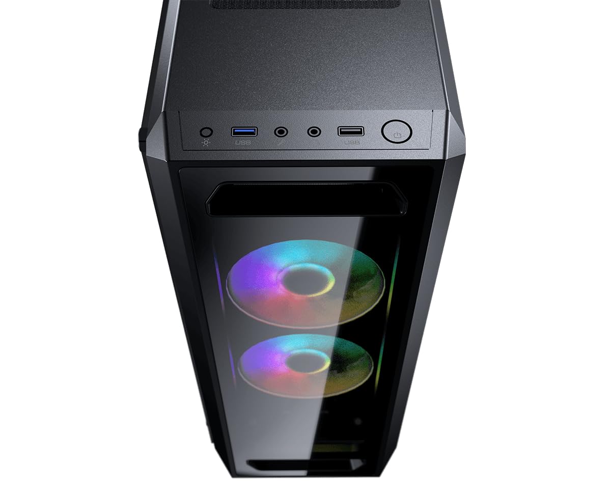 Cougar MX350 RGB PC Gaming Case Mid Tower - Mini ITX/Micro ATX/ATX with Front and Side Tempered Glass Panel, 2x120mm ARGB Fans Pre-Installed, Cable