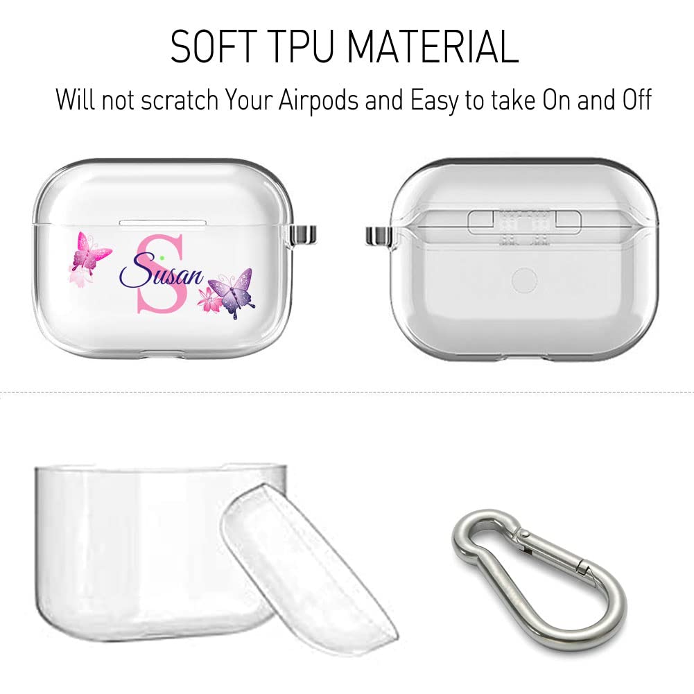 IKPYTREE Custom Name & Initial Crystal Clear Case for AirPods 4th Generation Pro/Pro 2 and 3rd Generation?Thin Shockproof Protective Customized