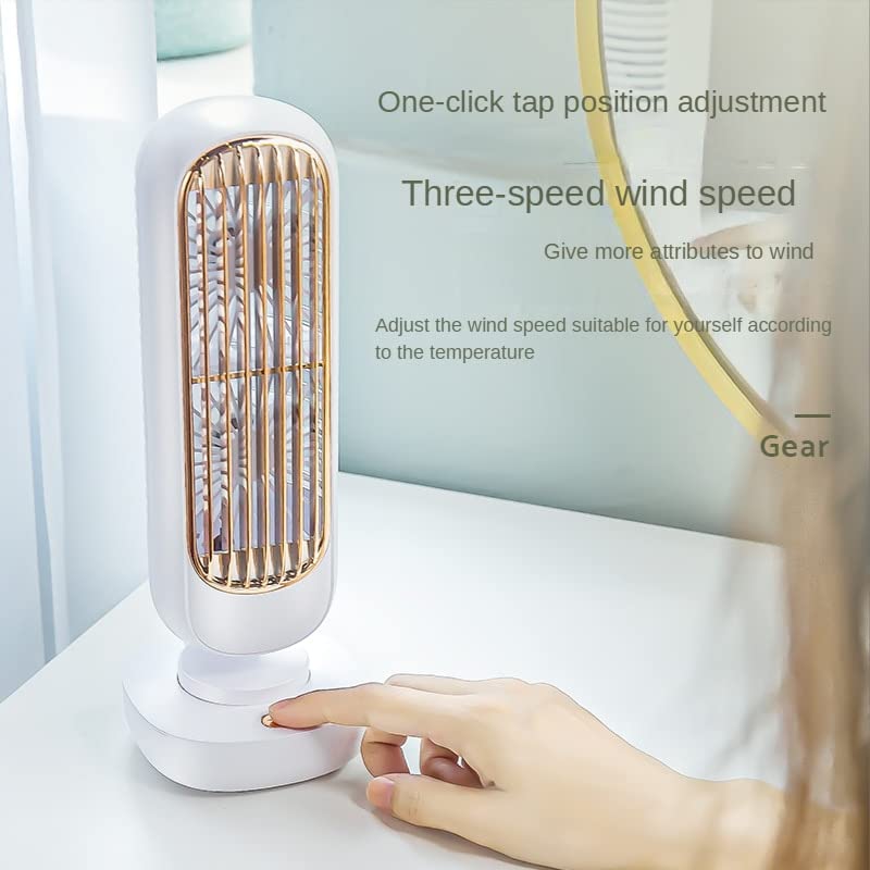 YWangQiang Double Leaf Tower Fan Mini Small Fan Desktop Small Fan Vertical Portable Charging USB Electric Fan for Office Living Room Fans (Color :)