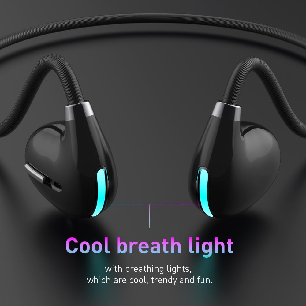 Open Ear Air Conduction Wireless Bluetooth Headphones Lightweight Pain-Free Design with Active Noise Cancellation IPX4 Waterproof Clear Calls…