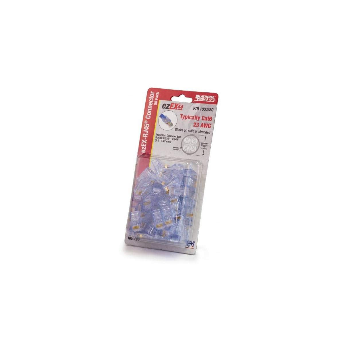 Platinum Tools 100028C ezEX44 Cat6 Connectors, 50/Bag