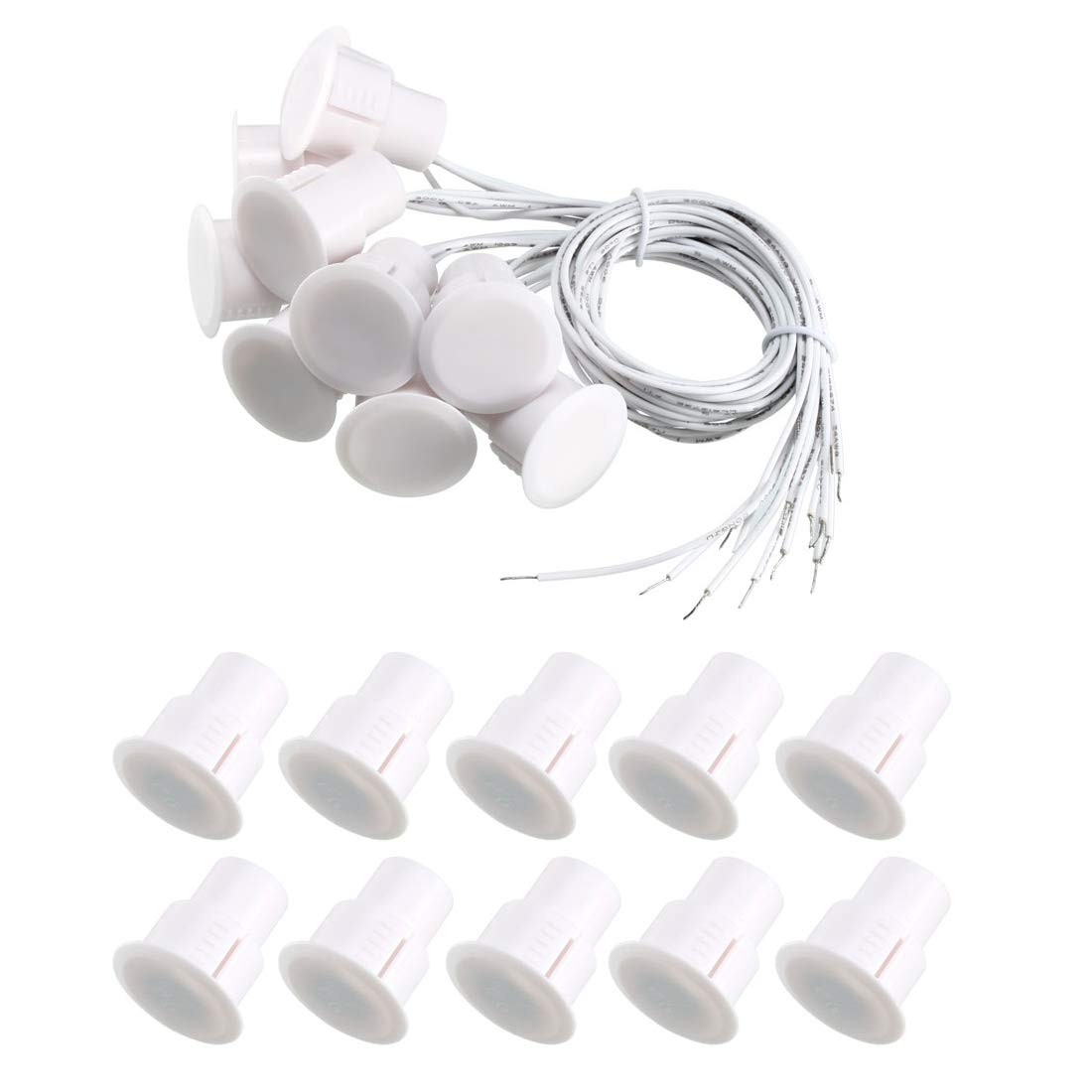 VictorsHome Magnetic Reed Switch RC-36 NC Recessed Wired Window Door Contact Sensor for Home Security and Burglar Alarm Systems 10 Pcs