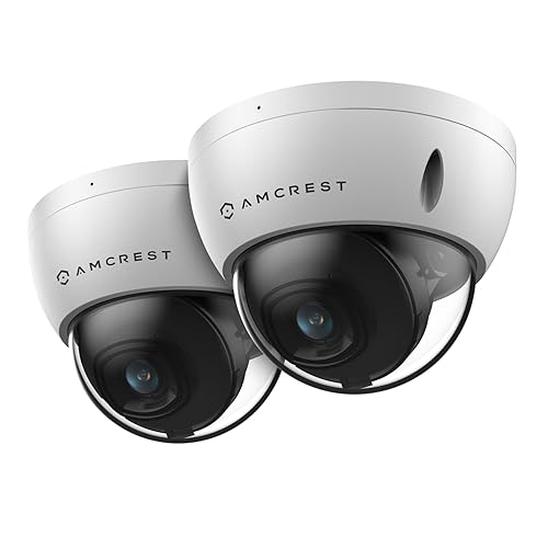 Amcrest Pack of 2, 5MP POE Camera, Outdoor Vandal Dome Security POE IP Camera, 5-Megapixel, 98ft NightVision, 132° FOV, IP67, MicroSD 256GB (Sold